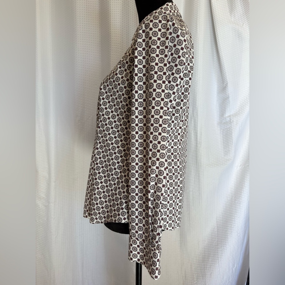 Talbots Multicolored Patterned Long Sleeve Button… - image 3